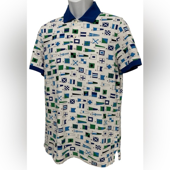 Brooks Brothers Mens Polo Shirt Size‎ Nautical Flags Sailing Slim Fit M - Picture 3 of 5